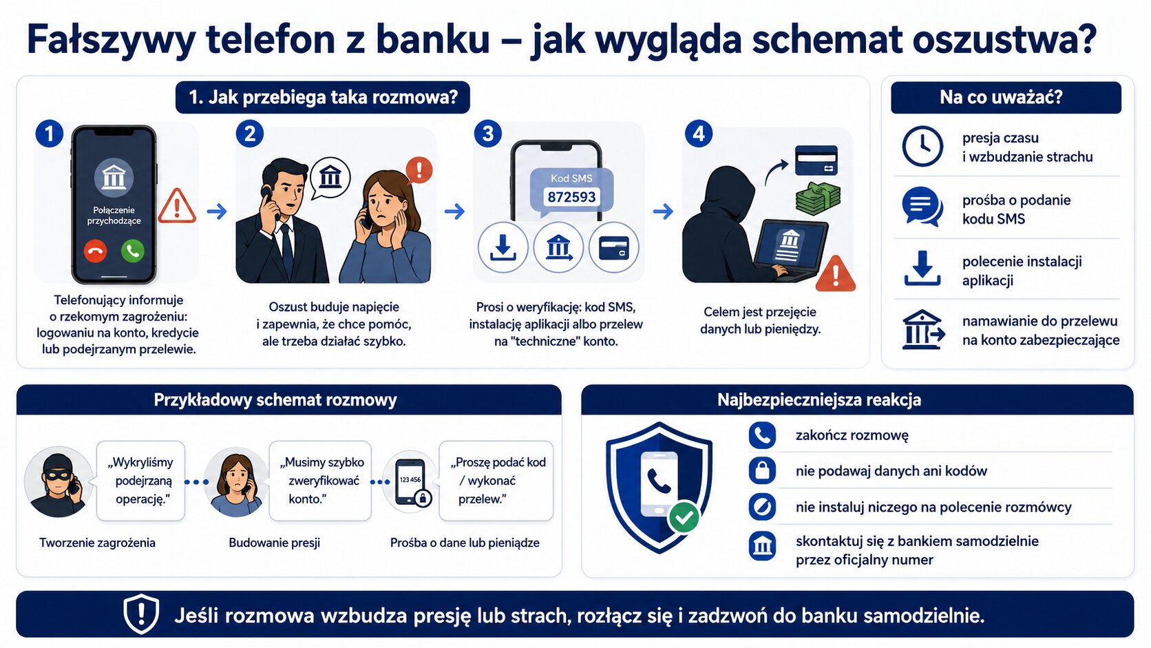 Fałszywy telefon z banku - jak wygląda schemat oszustwa?