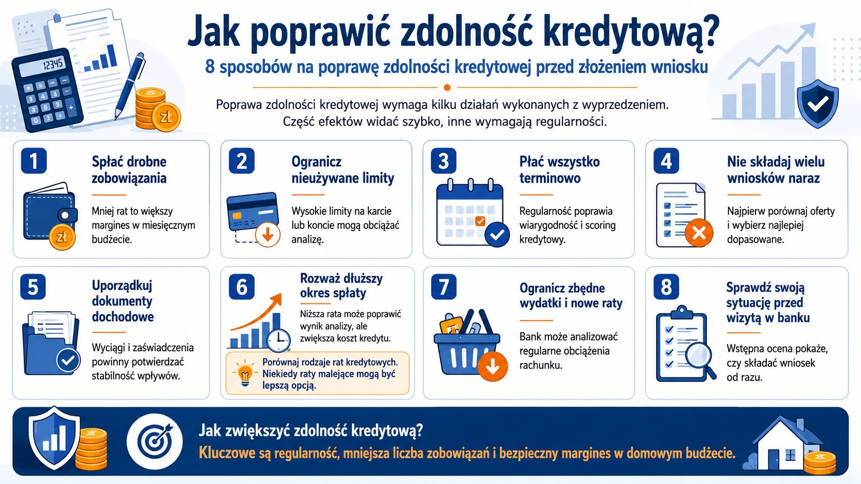 Jak poprawić zdolność kredytową? 8 sposobów na poprawę zdolności kredytowej przed złożeniem wniosku