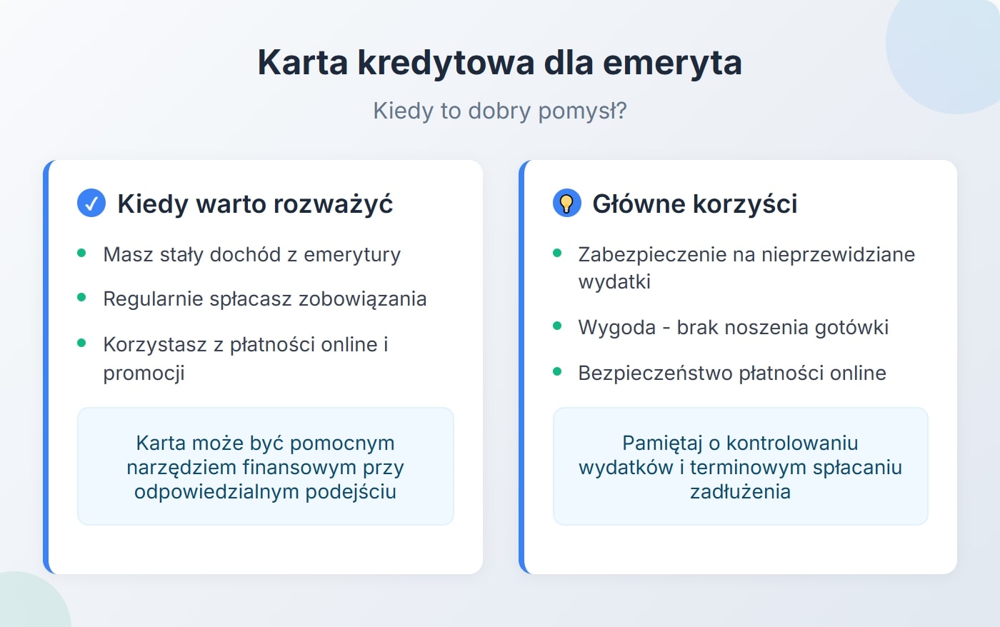 Karta kredytowa dla emeryta